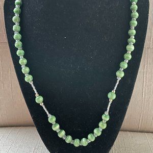 Women Necklace Mala Green Faux Stone Fashion Jewelry Y-Drop Necklace